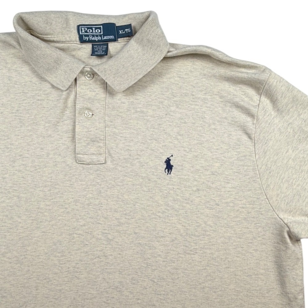 Polo Ralph Lauren Mens XL Oatmeal Heather Beige Short Sleeve Cotton Polo Shirt